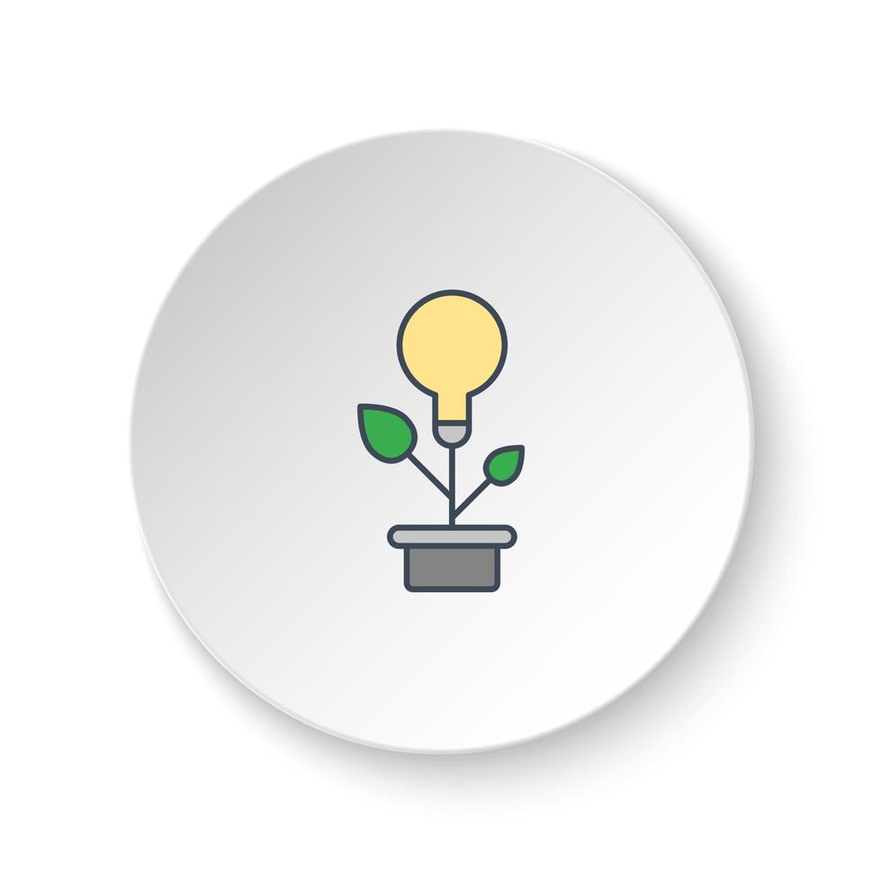 rond bouton pour la toile icône, éco énergie, lampe, les plantes . bouton bannière rond, badge interface pour application illustration sur blanc Contexte vecteur