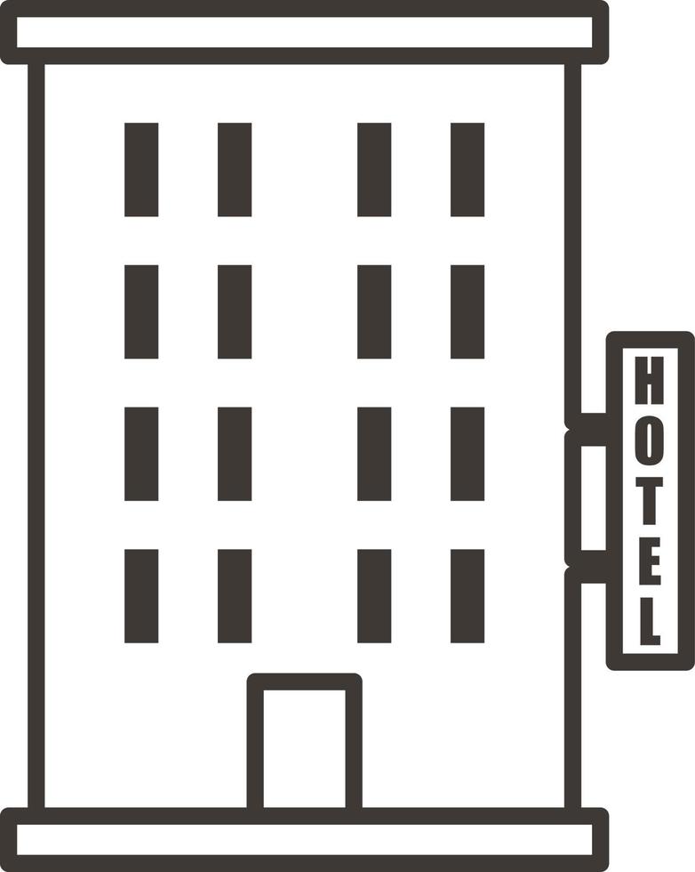 bâtiment, hôtel, contour, icône - bâtiment vecteur icône sur blanc Contexte