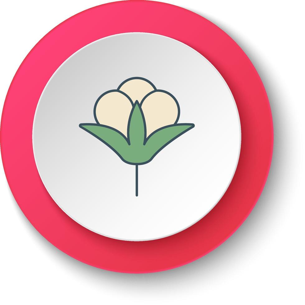 rond bouton pour la toile icône, coton fleur. bouton bannière rond, badge interface pour application illustration sur blanc Contexte vecteur