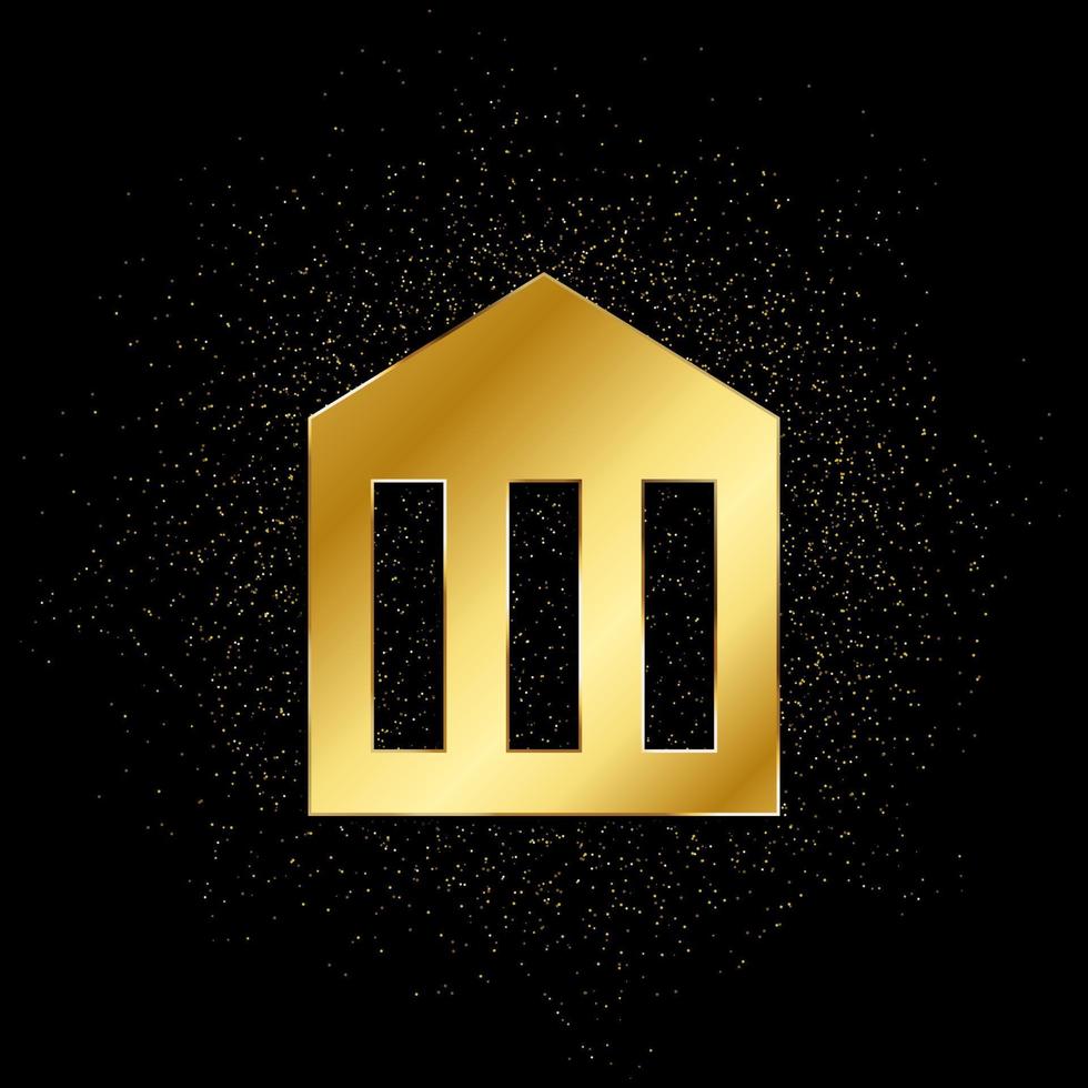 banque, bâtiment, affaires or icône. vecteur illustration de d'or particule Contexte. or icône