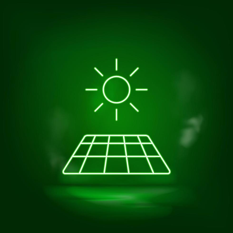 solaire, soleil, chargeur néon vecteur icône. enregistrer le monde, vert néon, vert Contexte