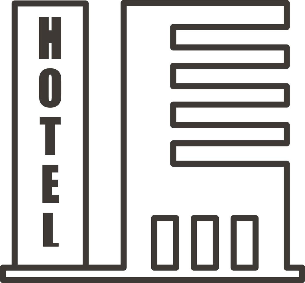 bâtiment, hôtel, contour, icône - bâtiment vecteur icône sur blanc Contexte
