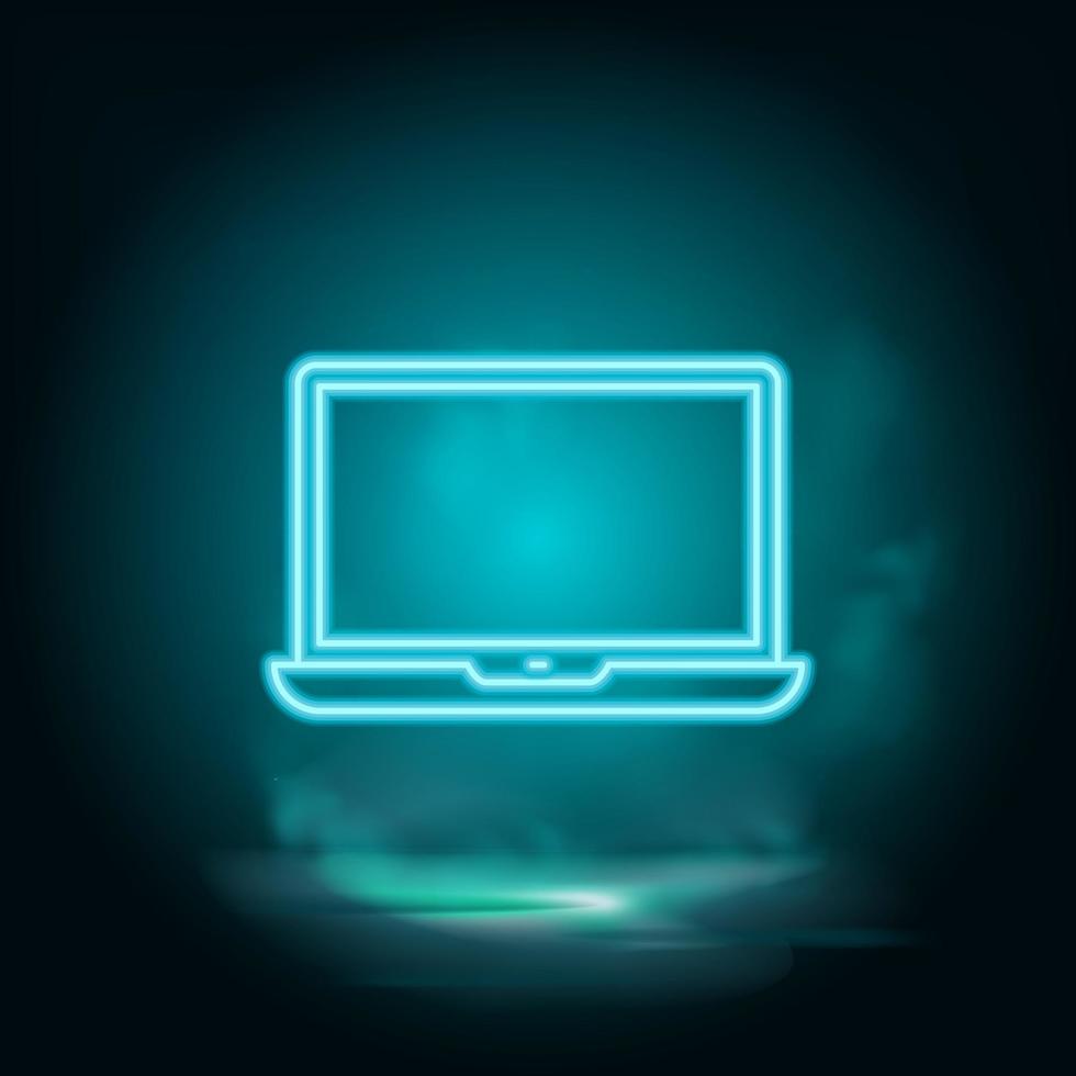 ordinateur , bureau vecteur bleu néon icône. illustration isolé vecteur signe symbole - ordinateur les technologies icône vecteur néon - vecteur