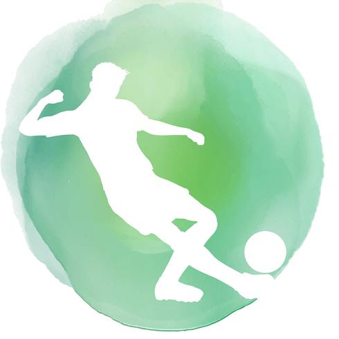 Silhouette de footballeur sur fond aquarelle vecteur