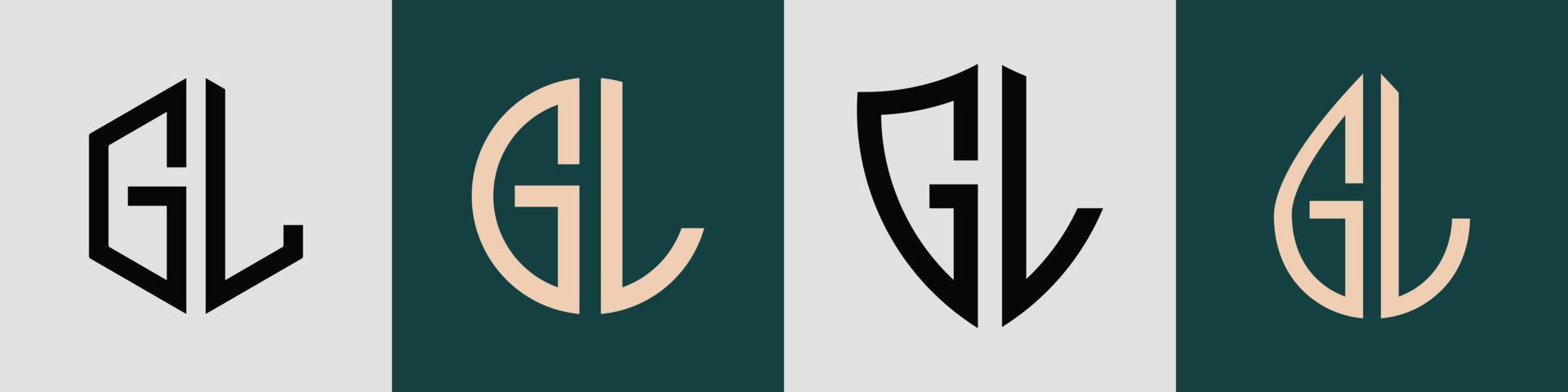 Créatif Facile initiale des lettres gl logo dessins empaqueter. vecteur