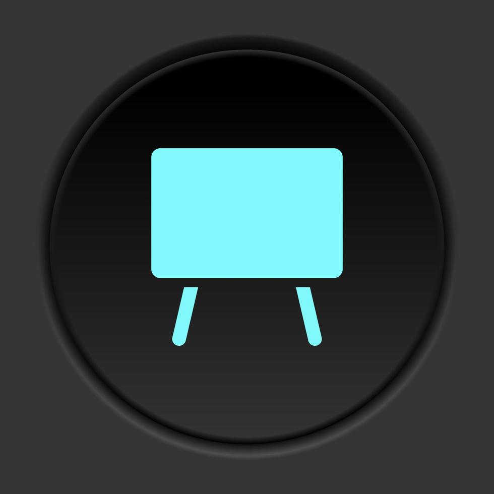 rond bouton icône, tableau noir. bouton bannière rond, badge interface pour application illustration sur foncé Contexte vecteur