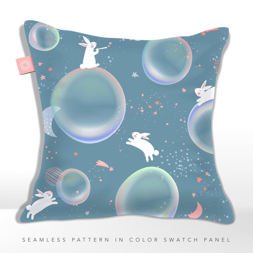 vecteur pastel couleurs bulles et lapins dans extérieur espace rêver sans couture modèle pour enfant et bébé en tissu ou emballage papier impression.