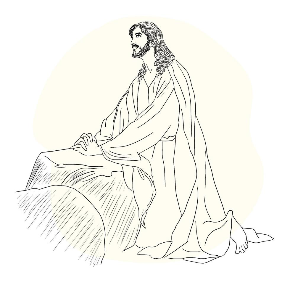 Jésus prier dans gethsémané, Pâques temps. vecteur