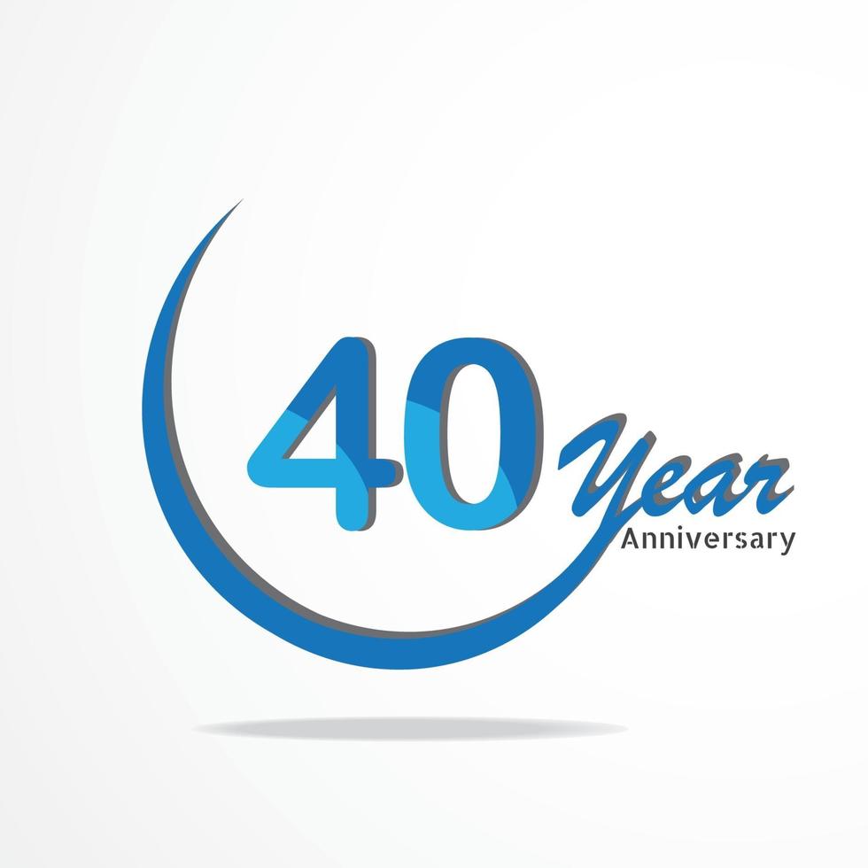 40 ans de type de logo de célébration d'anniversaire de couleur bleu et rouge, logo d'anniversaire sur fond blanc vecteur