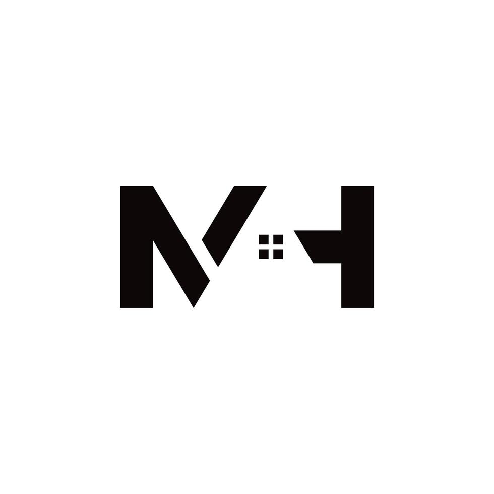 mah initiale lettre avec toit maison logo modèle vecteur
