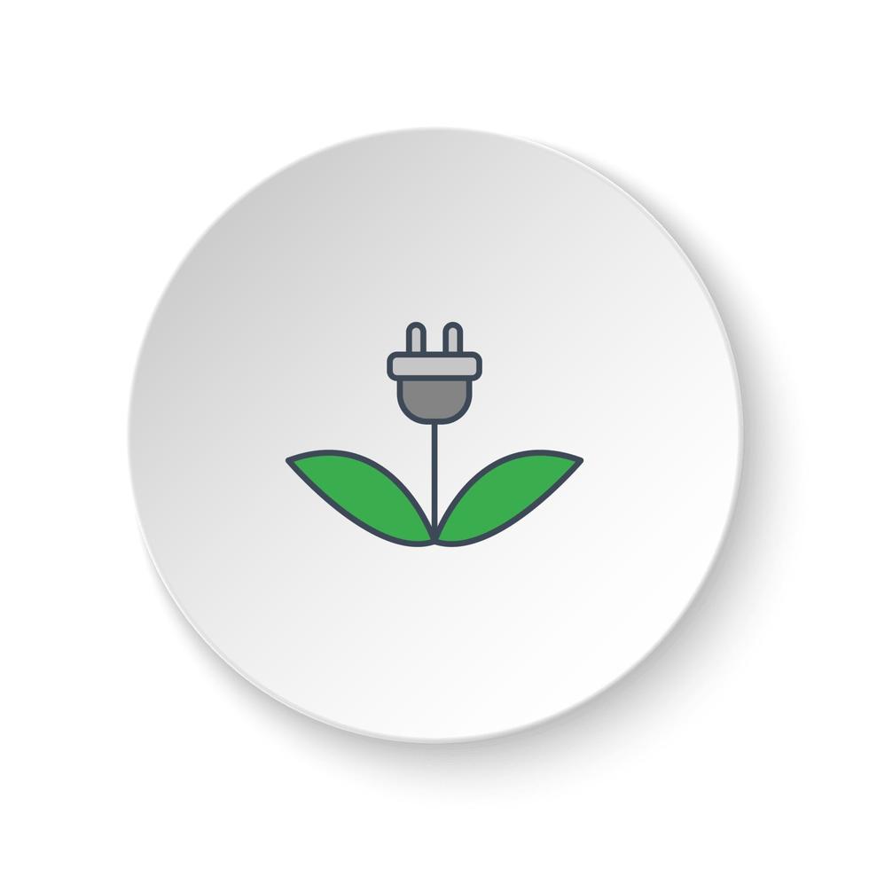 rond bouton pour la toile icône, mise en charge, éco, les plantes. bouton bannière rond, badge interface pour application illustration sur blanc Contexte vecteur