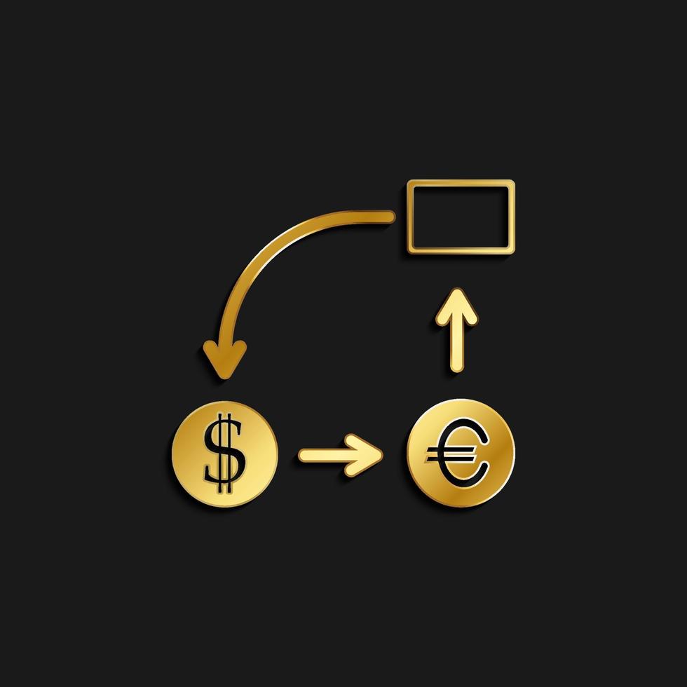 affaires rapport, en espèces couler or icône. vecteur illustration de d'or foncé Contexte. or vecteur icône