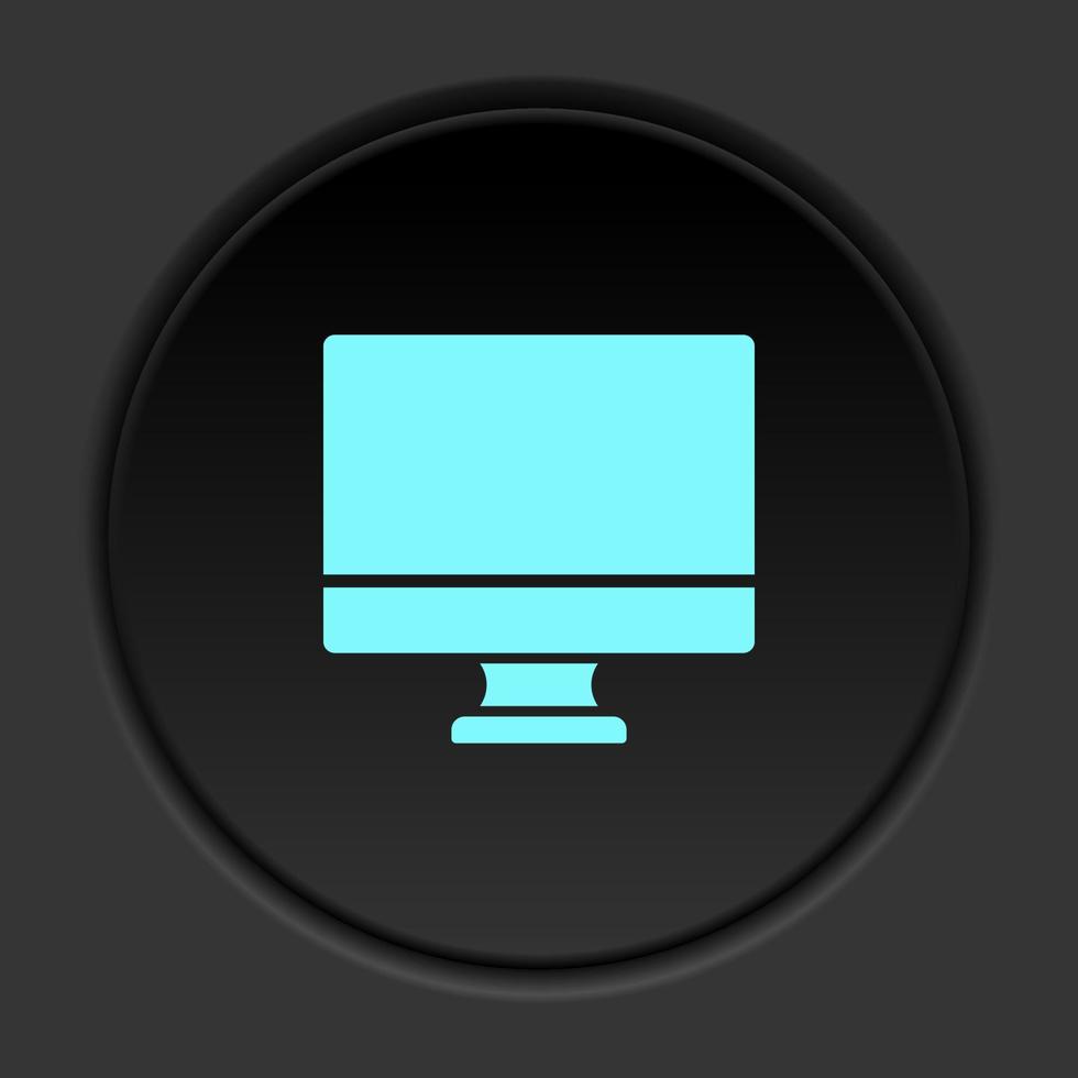 rond bouton icône, moniteur, ordinateur. bouton bannière rond, badge interface pour application illustration sur foncé Contexte vecteur