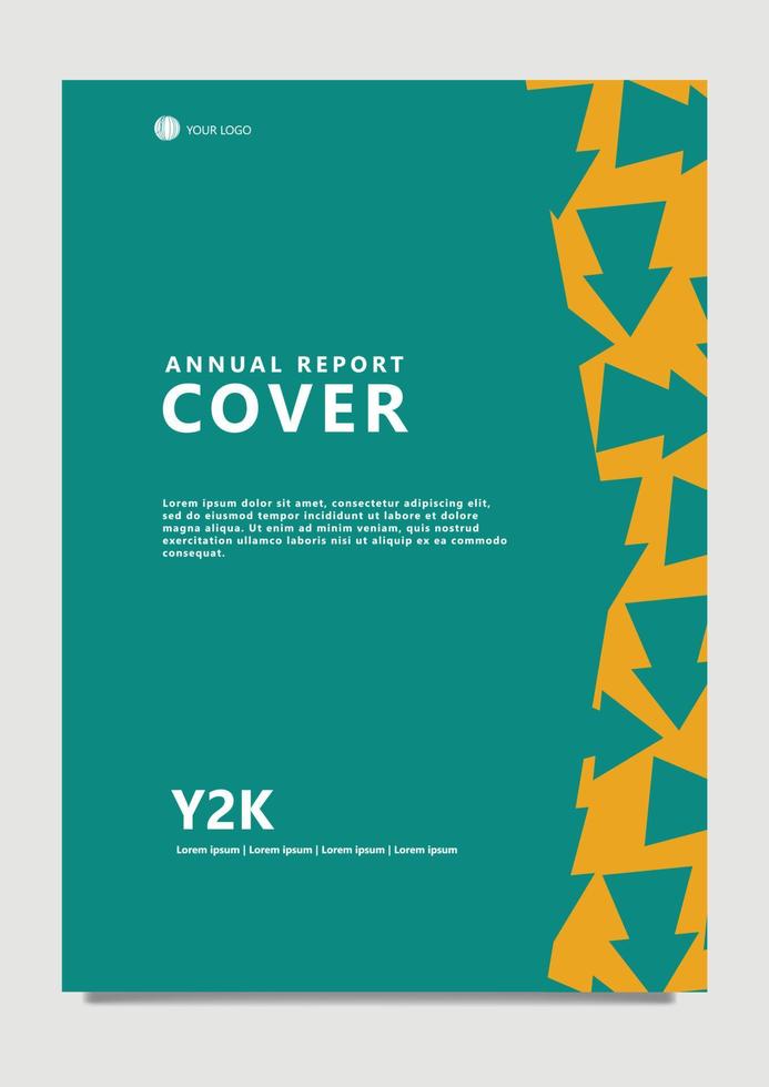 vert coloré annuel rapport conception avec La Flèche modèle. adapté pour bureau, école, entreprise, organisation, et gouvernement. vecteur