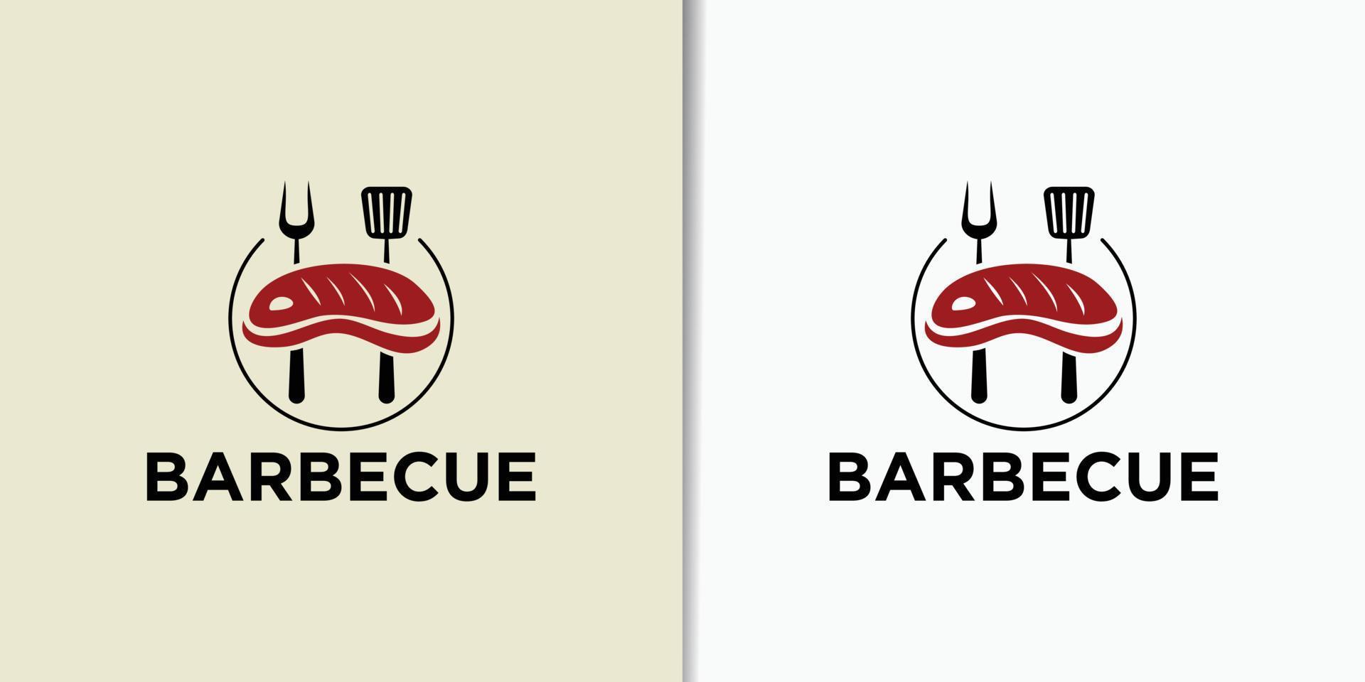 vecteur ancien rétro rustique un barbecue gril barbecue barbecue logo