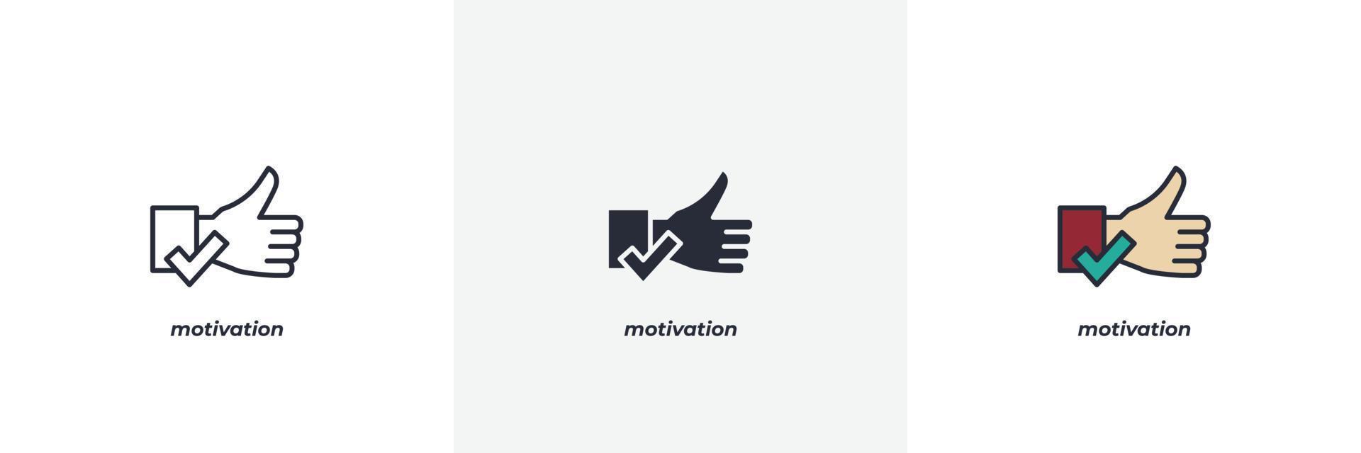 motivation icône. doubler, solide et rempli contour coloré version, contour et rempli vecteur signe. idée symbole, logo illustration. vecteur graphique