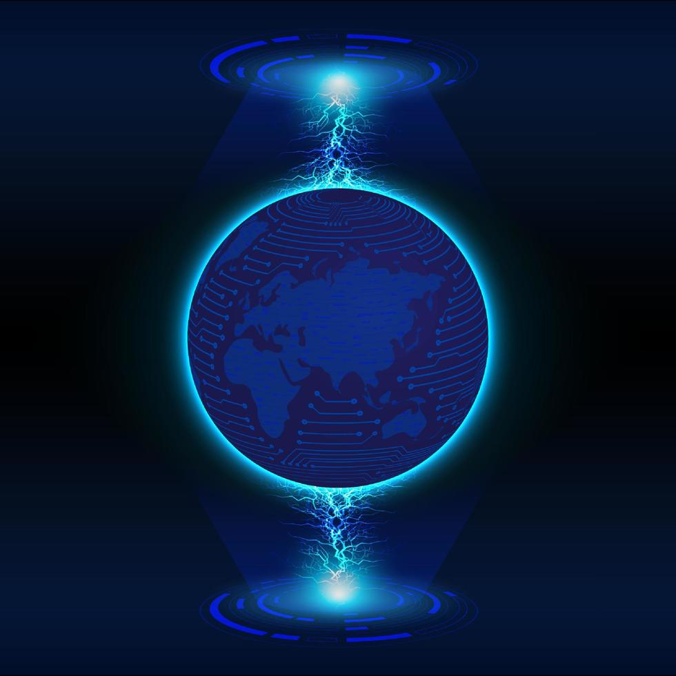 globe holographique moderne sur fond de technologie vecteur