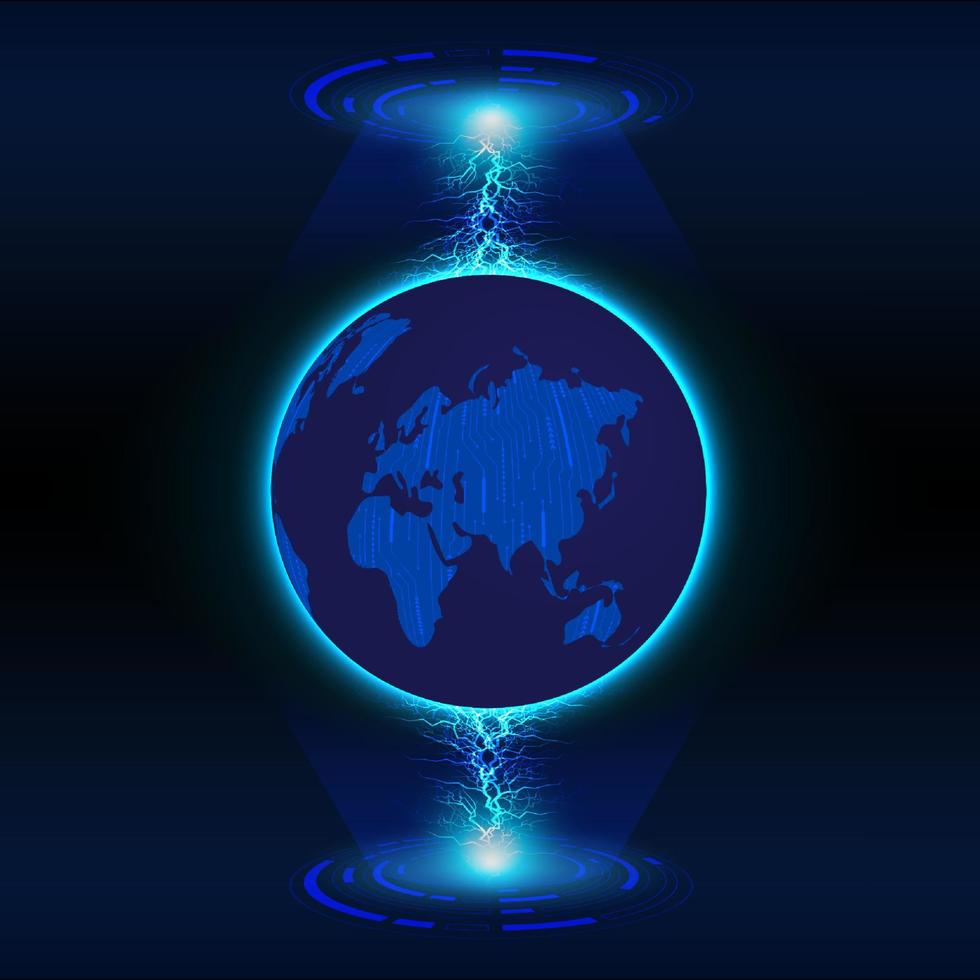 globe holographique moderne sur fond de technologie vecteur