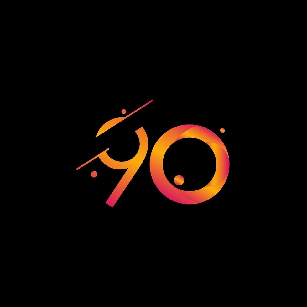 90 ans anniversaire célébration gradient numéro vector illustration de conception de modèle