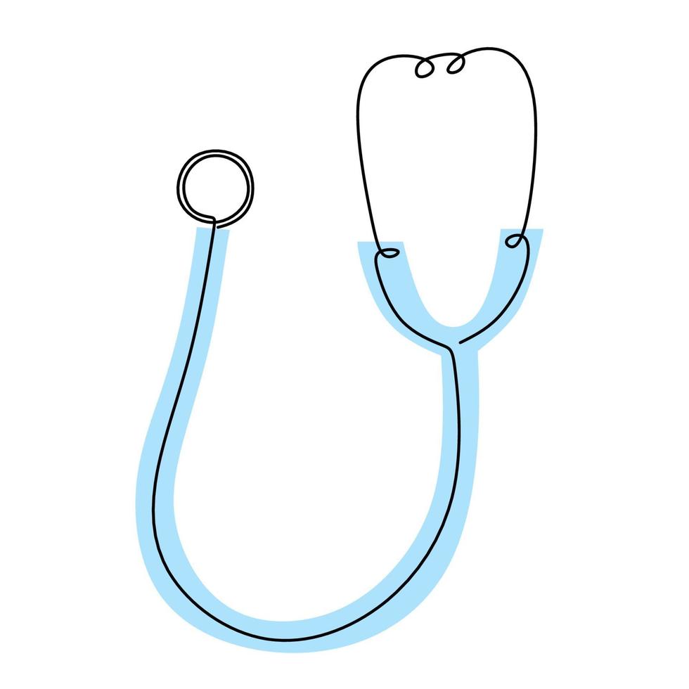 création de logo en une ligne de stéthoscope. équipement pour le médecin examinant l'état du rythme cardiaque du patient. concept d'excellence du service de soins de santé médicaux. journée mondiale des soins de santé. illustration de croquis de vecteur