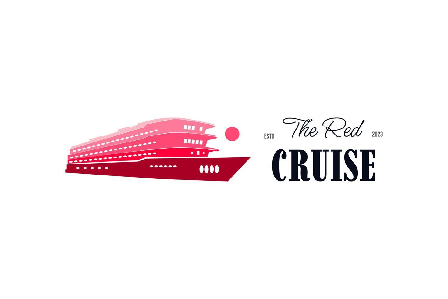 luxe croisière navire logo, dans rouge Couleur avec une moderne concept. pour voyage, affaires et plus vecteur