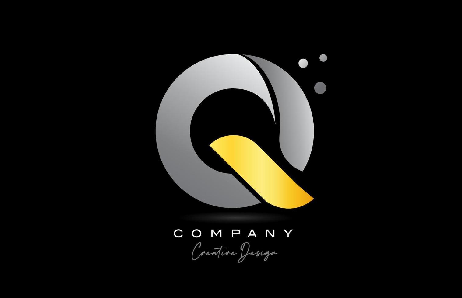 q Jaune d'or alphabet lettre logo icône conception avec gris couleur. Créatif modèle pour entreprise et affaires vecteur