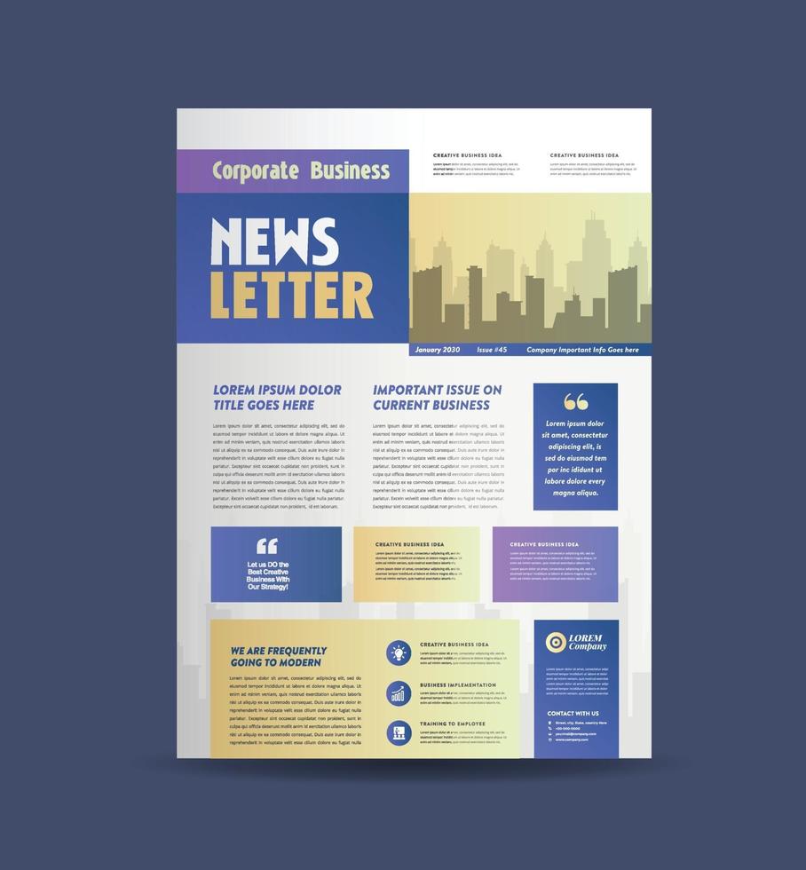 conception de newsletter commerciale et conception de journal mensuel vecteur