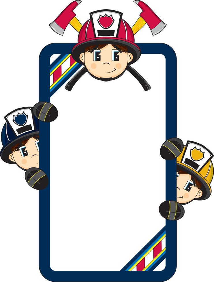 mignonne dessin animé pompiers personnages vecteur