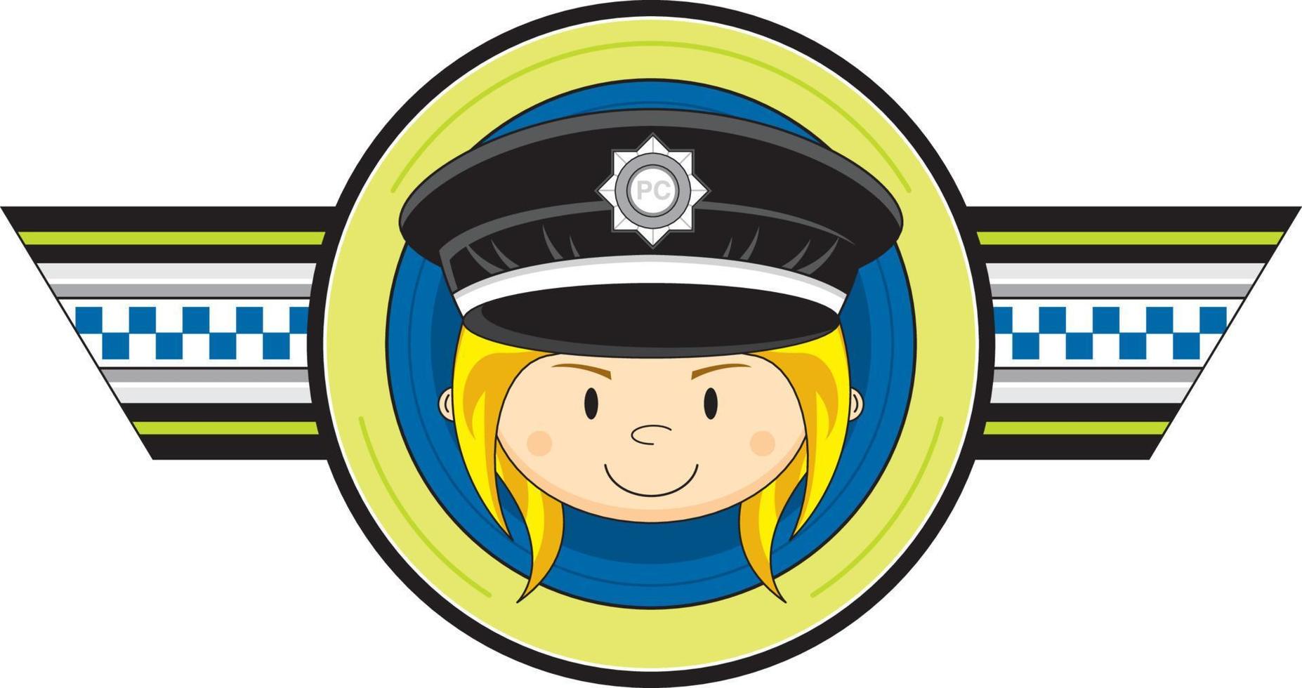 dessin animé classique Britanique femme policier personnage vecteur