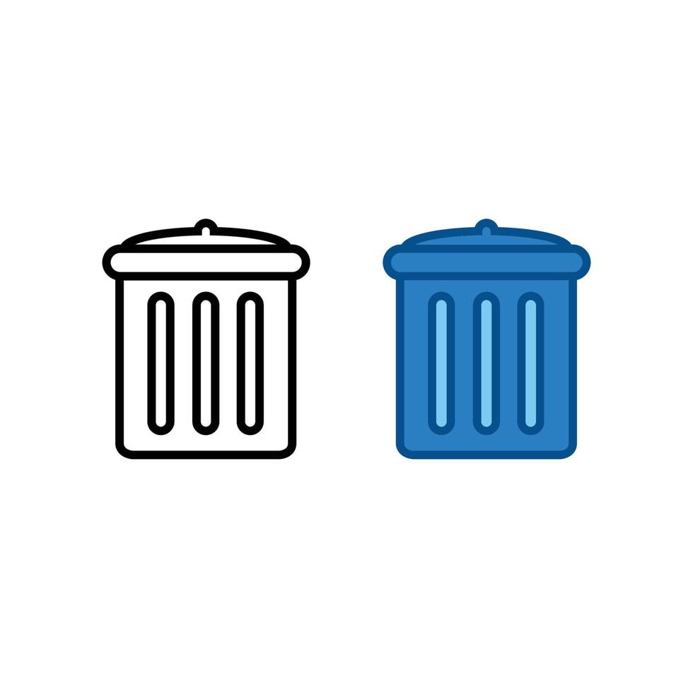 poubelle pouvez logo icône illustration coloré et contour vecteur