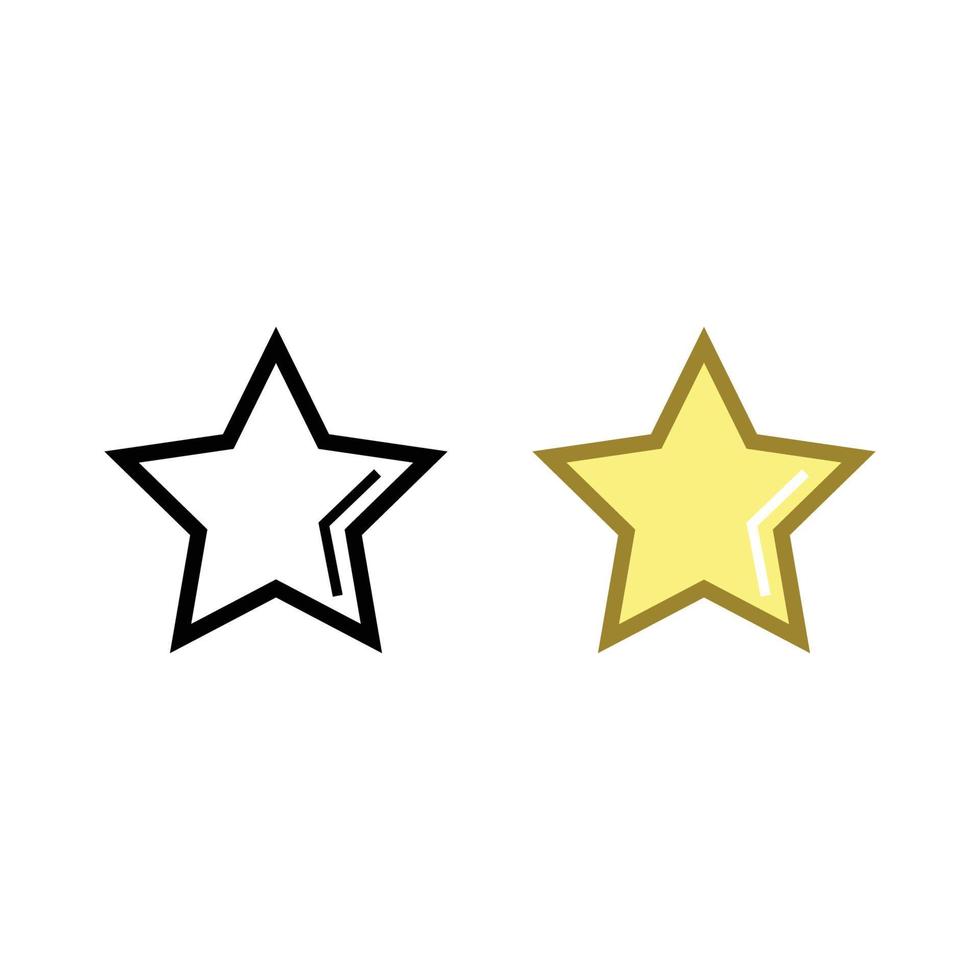 étoile logo icône illustration coloré et contour vecteur