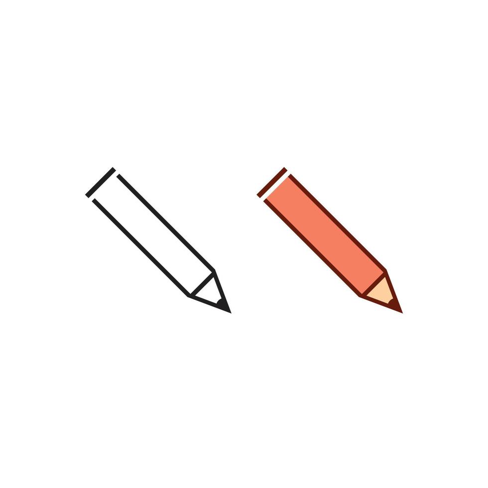 crayon logo icône illustration coloré et contour vecteur