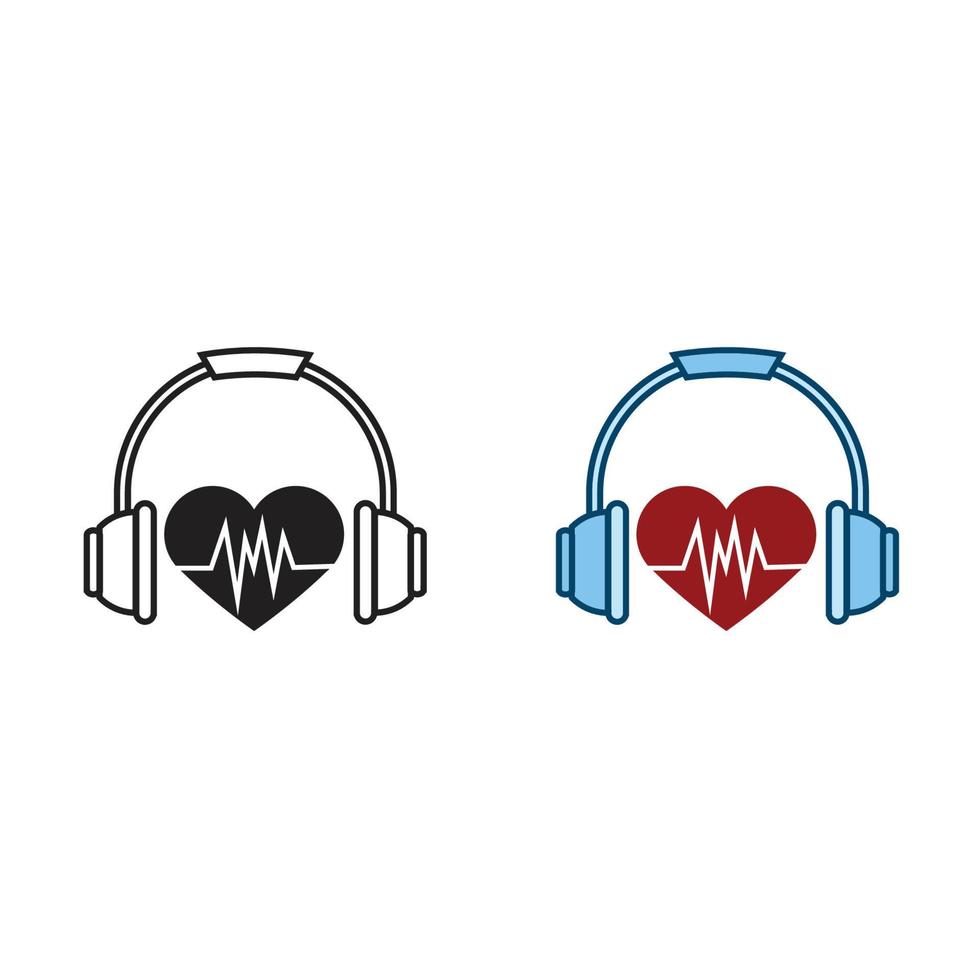 la musique amoureux logo icône illustration coloré et contour vecteur