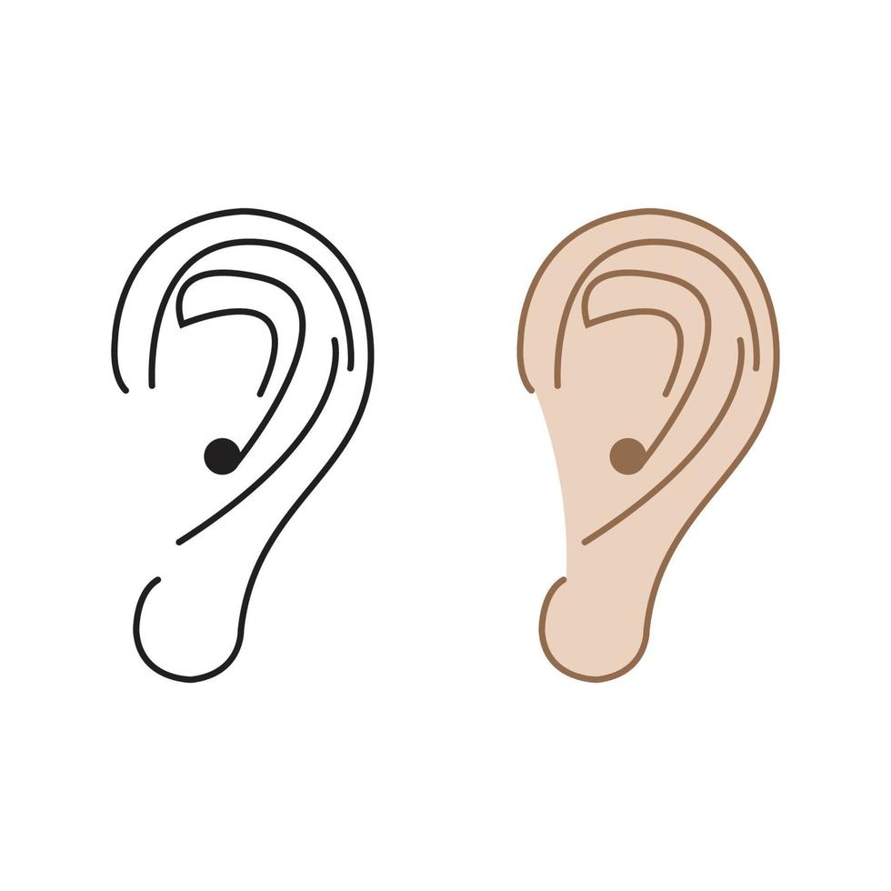 oreilles logo icône illustration coloré et contour vecteur