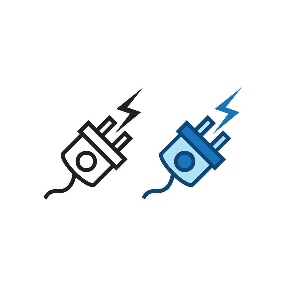 électrique prise de courant logo icône illustration coloré et contour vecteur