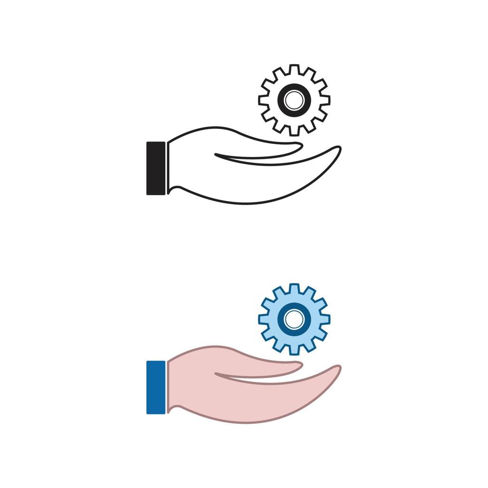 main équipement logo icône illustration coloré et contour vecteur