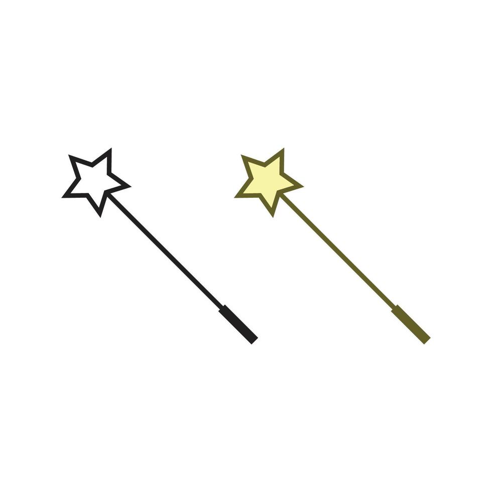 la magie étoile bâton logo icône illustration coloré et contour vecteur