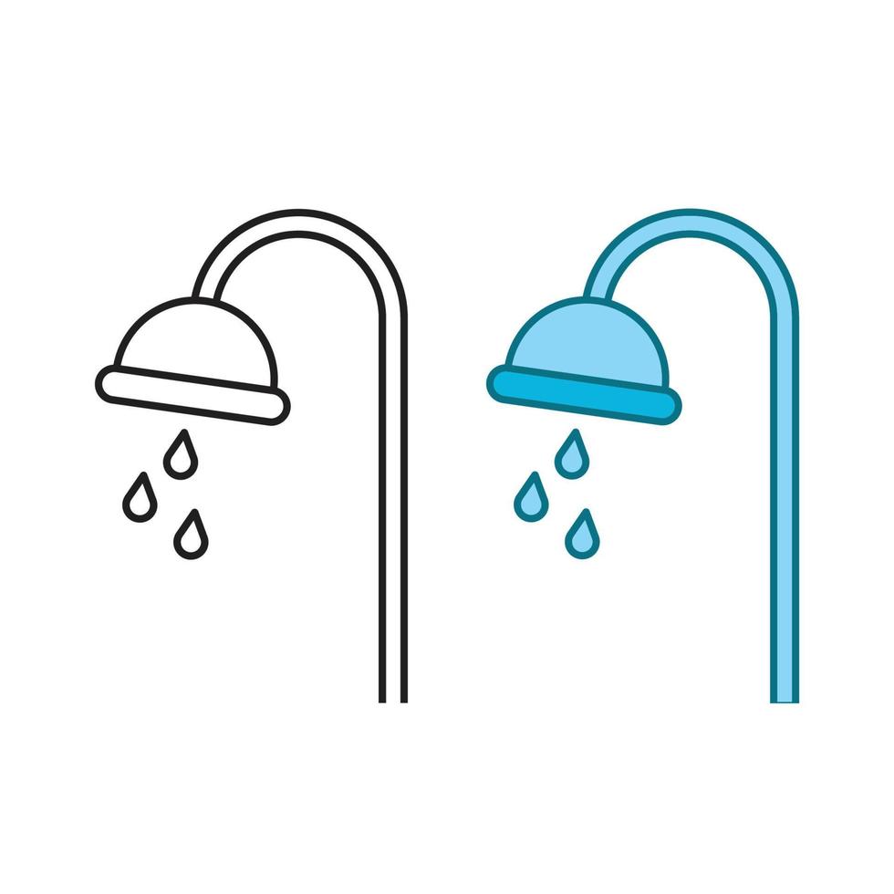 douche logo icône illustration coloré et contour vecteur