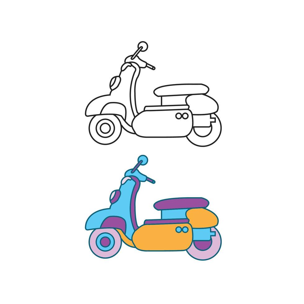 moto logo icône illustration coloré et contour vecteur