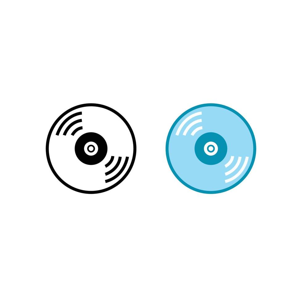 disque la musique logo icône illustration coloré et contour vecteur