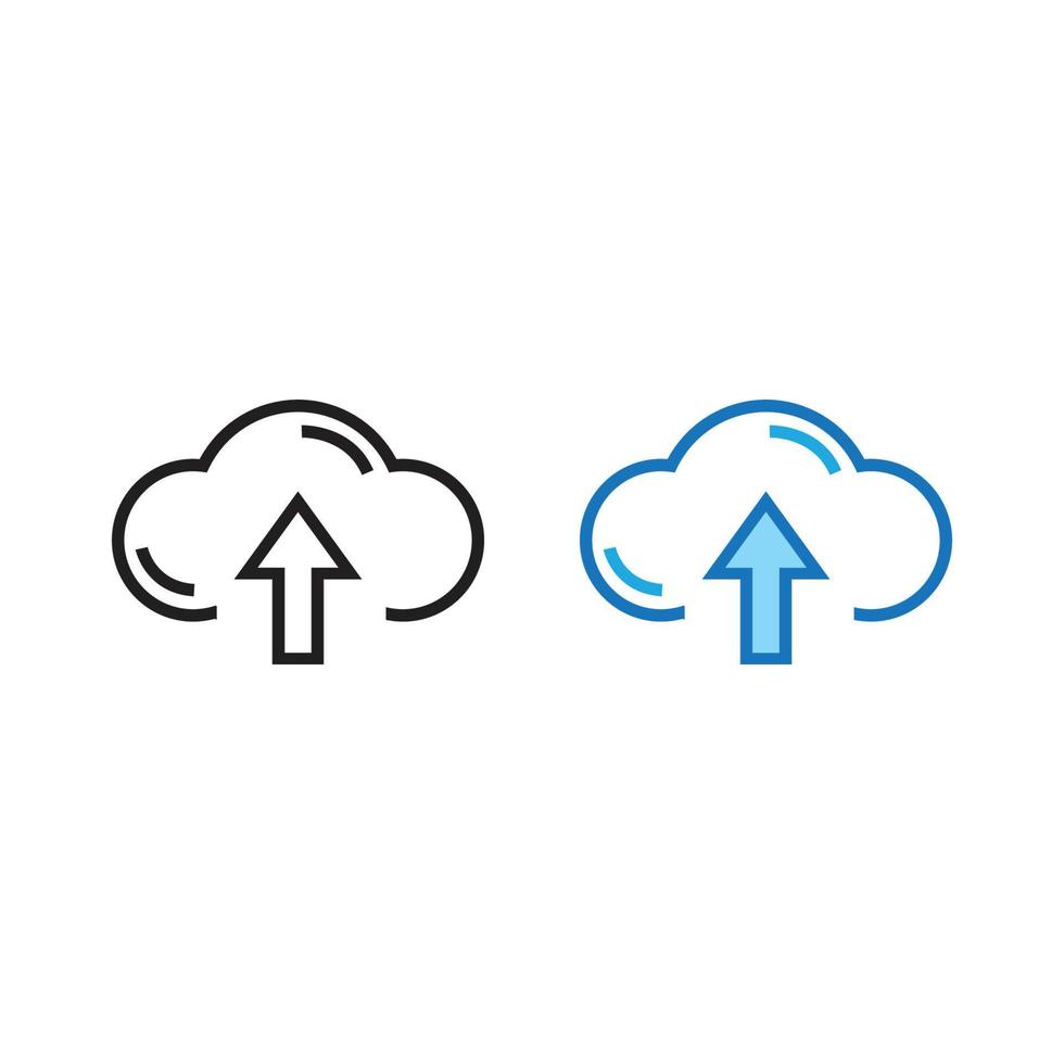 nuage télécharger logo icône illustration coloré et contour vecteur