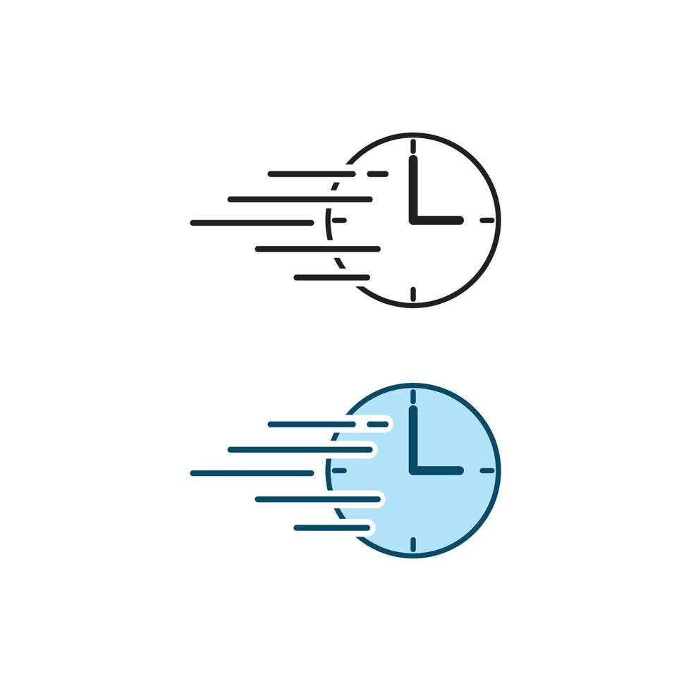 l'horloge logo icône illustration coloré et contour vecteur