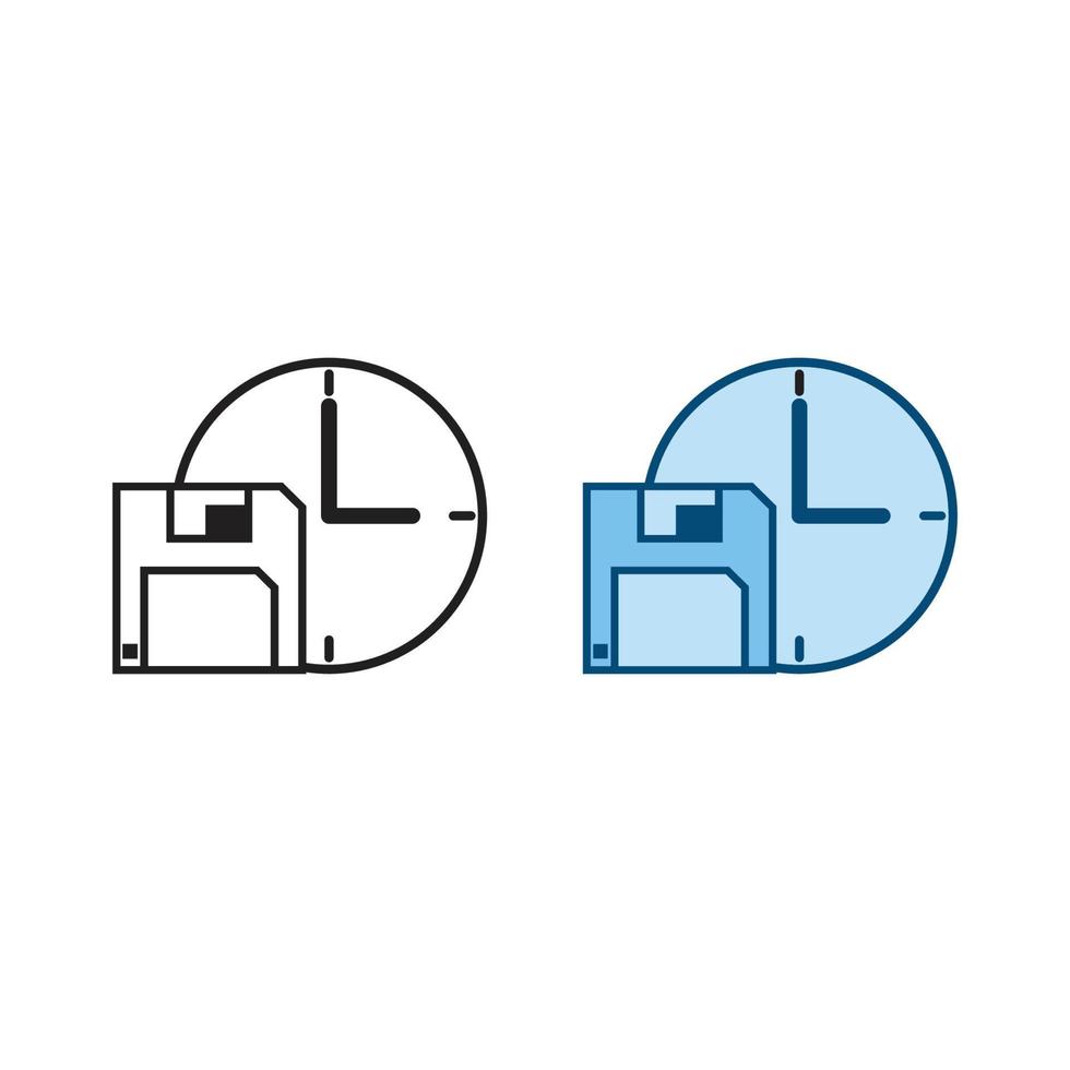 enregistrer temps logo icône illustration coloré et contour vecteur