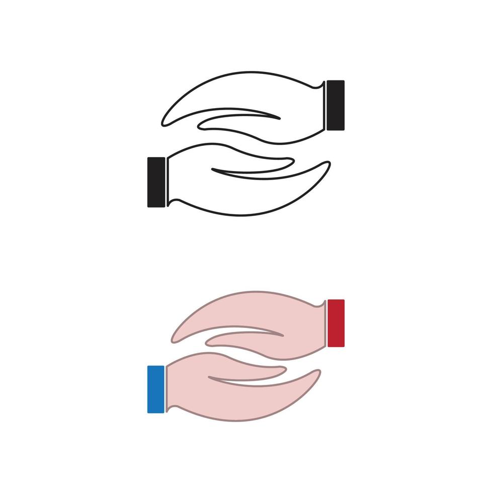 main paume logo icône illustration coloré et contour vecteur