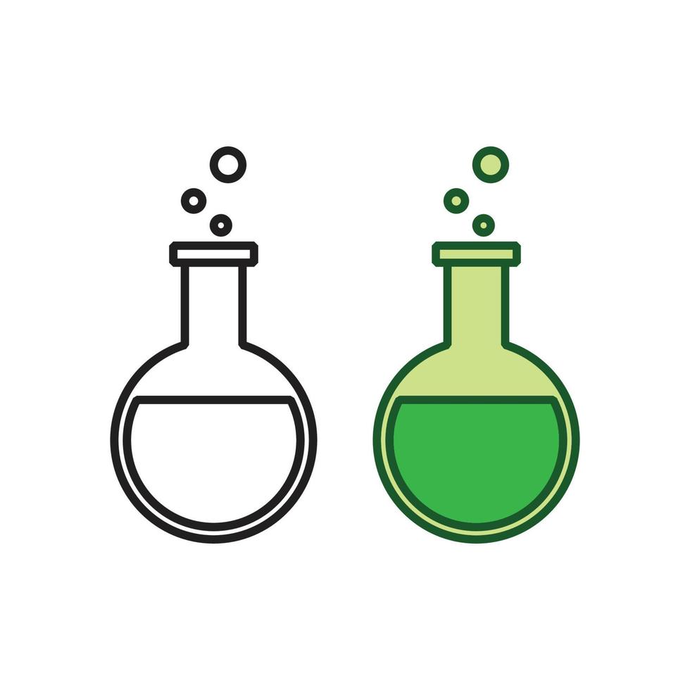 chimie tube logo icône illustration coloré et contour vecteur