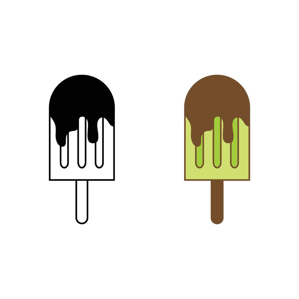 la glace crème logo icône illustration coloré et contour vecteur