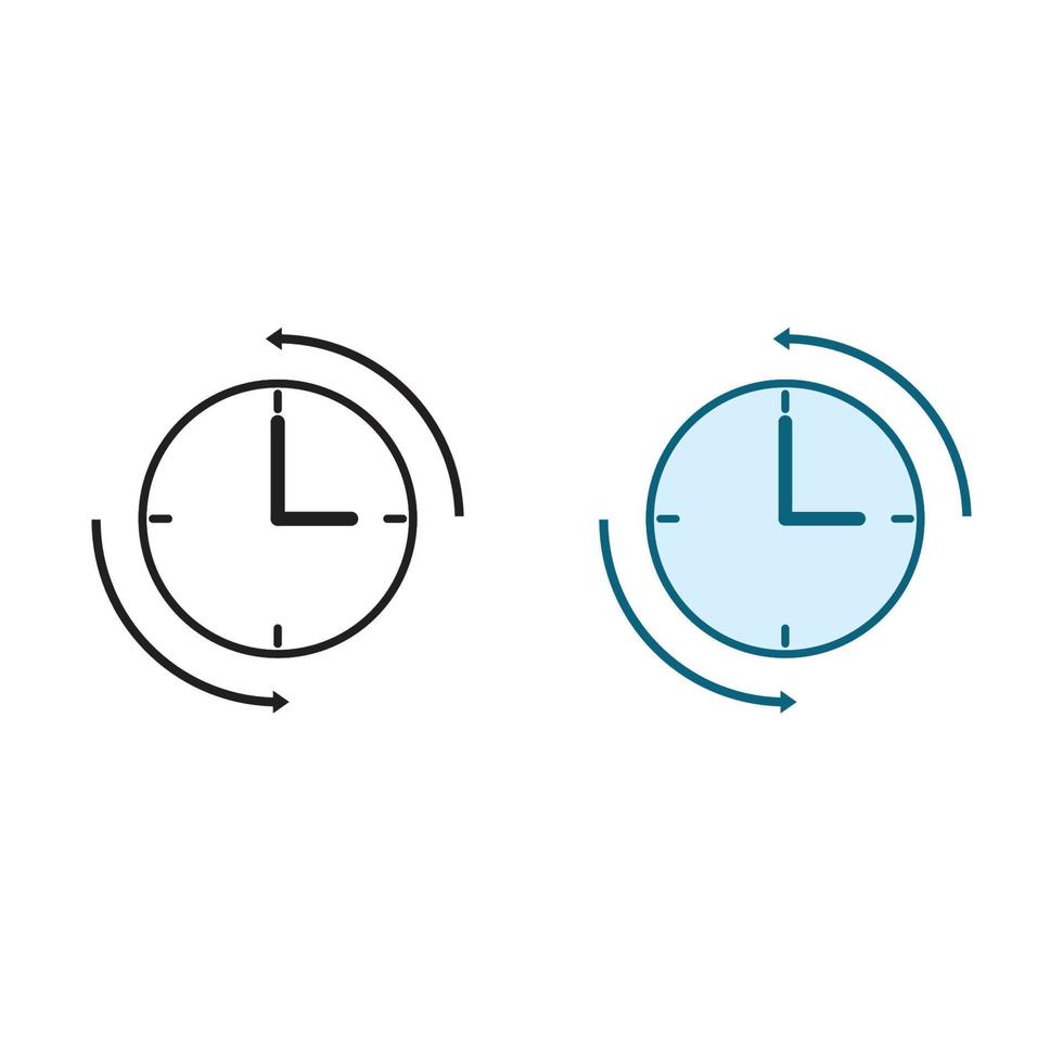 l'horloge logo icône illustration coloré et contour vecteur