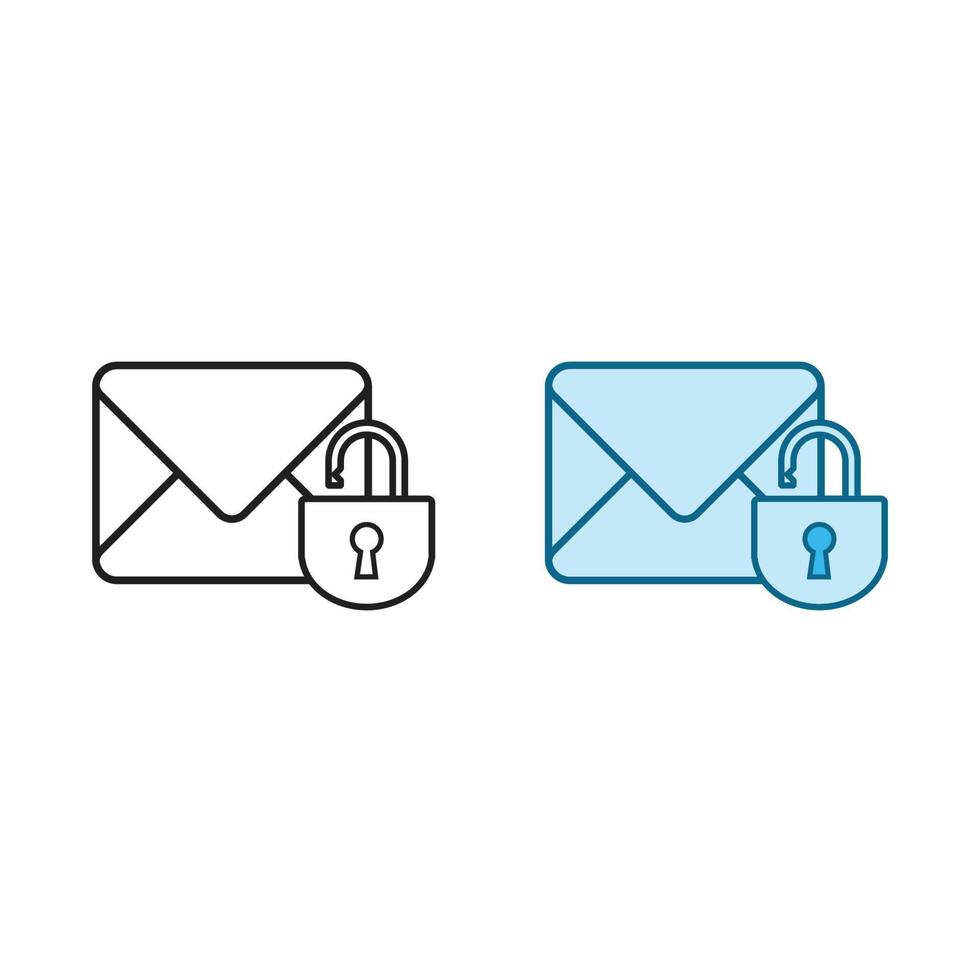 courrier fermer à clé logo icône illustration coloré et contour vecteur