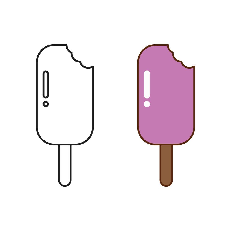 la glace crème logo icône illustration coloré et contour vecteur