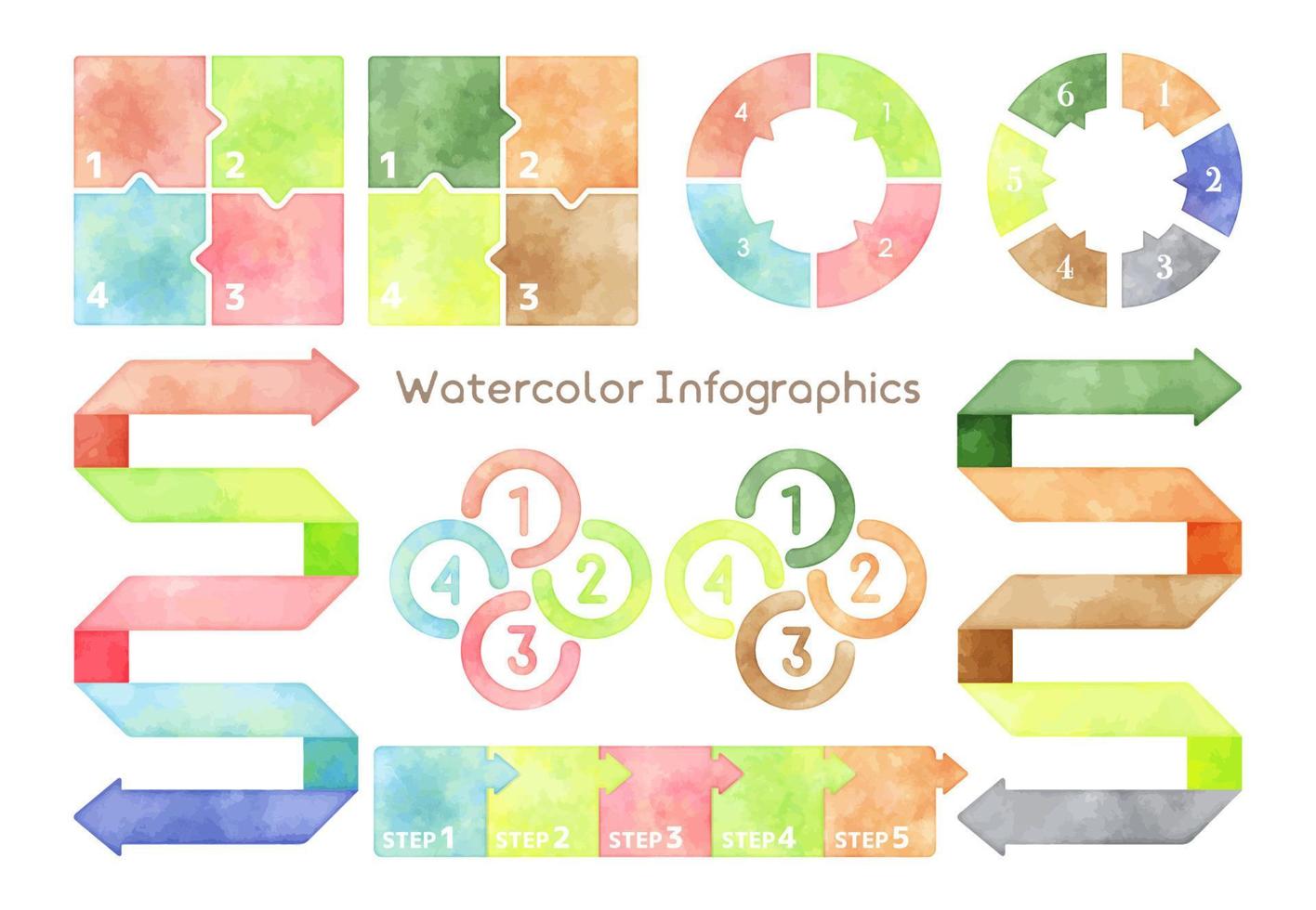 aquarelle coloré infographie éléments ensemble vecteur